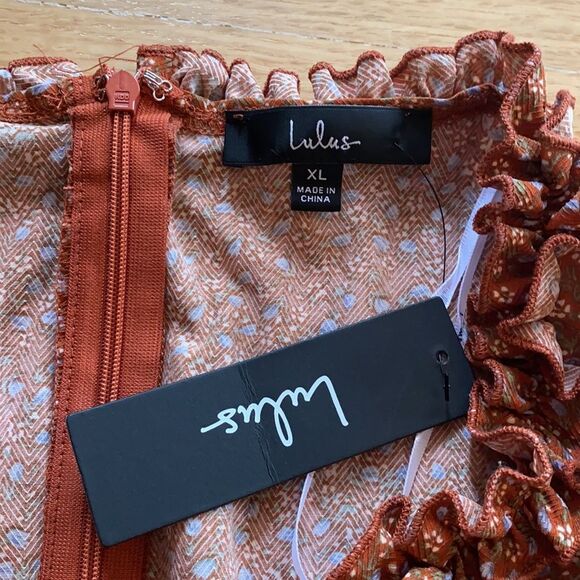 Lulus Admire You Orange Floral Print Ruffled Long Sleeve Mini Dress - Picture 6 of 6